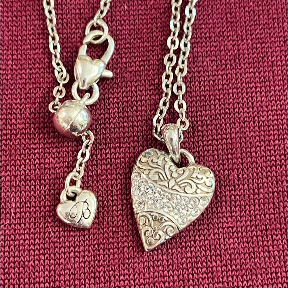 Retired Brighton reversible love rhinestone heart adjustable necklace - Picture 2 of 14